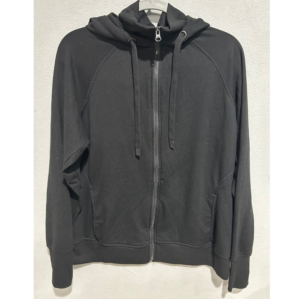 Danskin Full Zip Hooded jacket Women XL Black Basic Yoga Sporty Loungewear Comfy